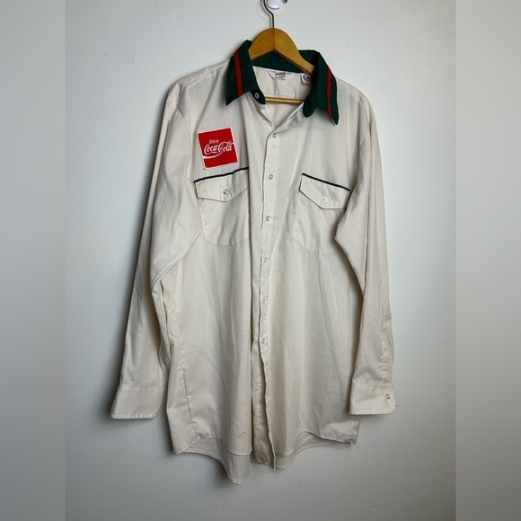 VTG Unitog Union made in USA Coca Cola Shirt Men’s Size 17.5 Button Down collar - Picture 1 of 14